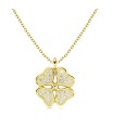 Clover Leaf with Crystal Silver Necklace SPE-4865